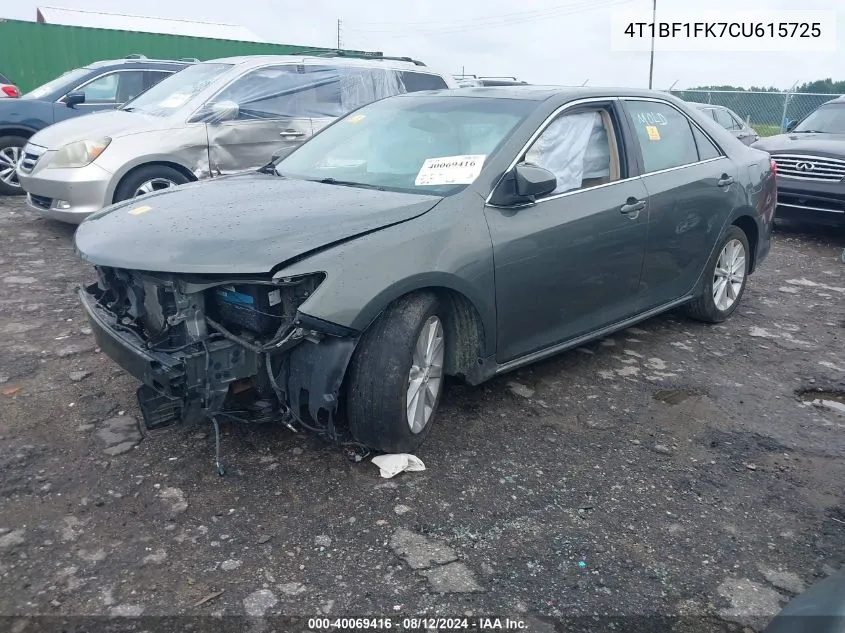 4T1BF1FK7CU615725 2012 Toyota Camry Xle