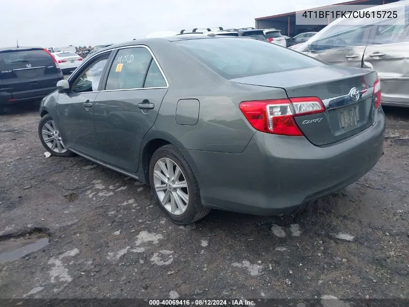 2012 Toyota Camry Xle VIN: 4T1BF1FK7CU615725 Lot: 40069416