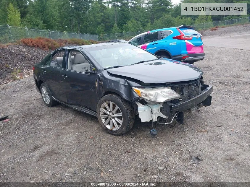 2012 Toyota Camry Hybrid Xle VIN: 4T1BD1FKXCU001452 Lot: 40072839