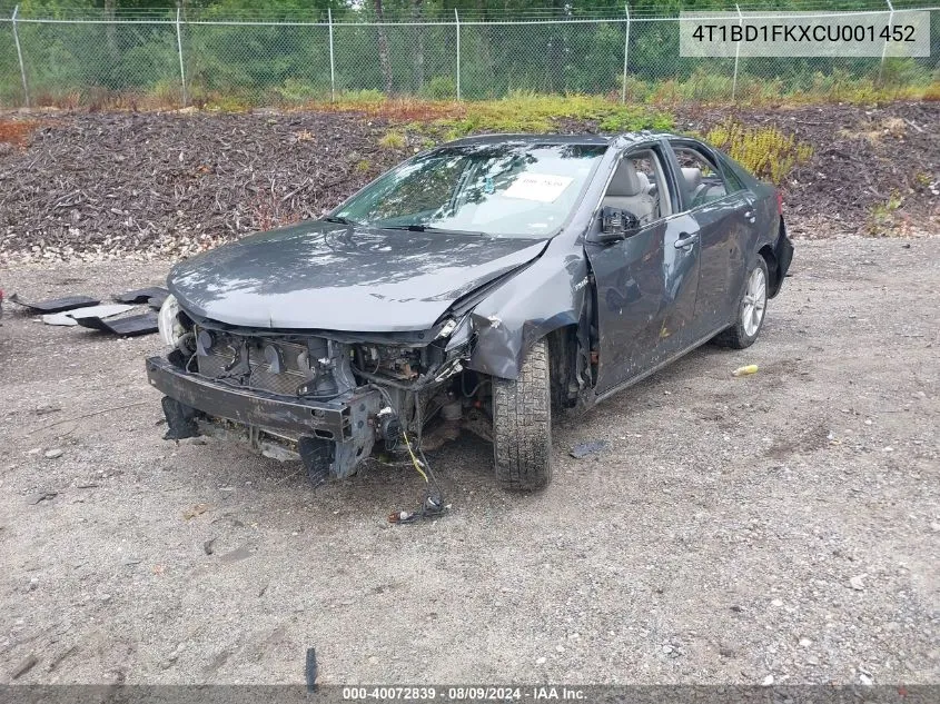 4T1BD1FKXCU001452 2012 Toyota Camry Hybrid Xle