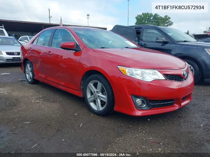 2012 Toyota Camry Se VIN: 4T1BF1FK8CU572934 Lot: 40077896