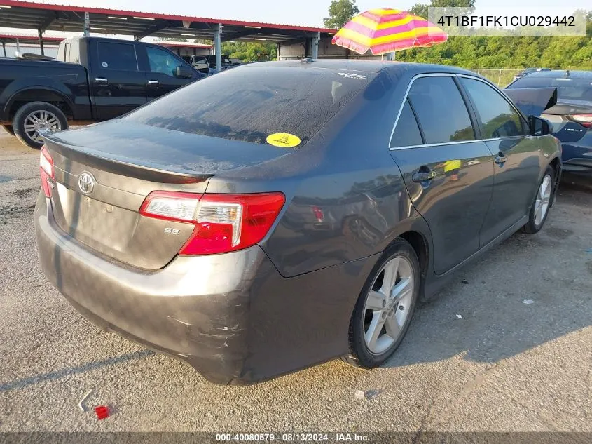 2012 Toyota Camry Se VIN: 4T1BF1FK1CU029442 Lot: 40080579