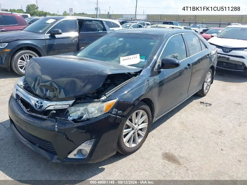 2012 Toyota Camry Se/Xle VIN: 4T1BK1FK1CU511288 Lot: 40081145