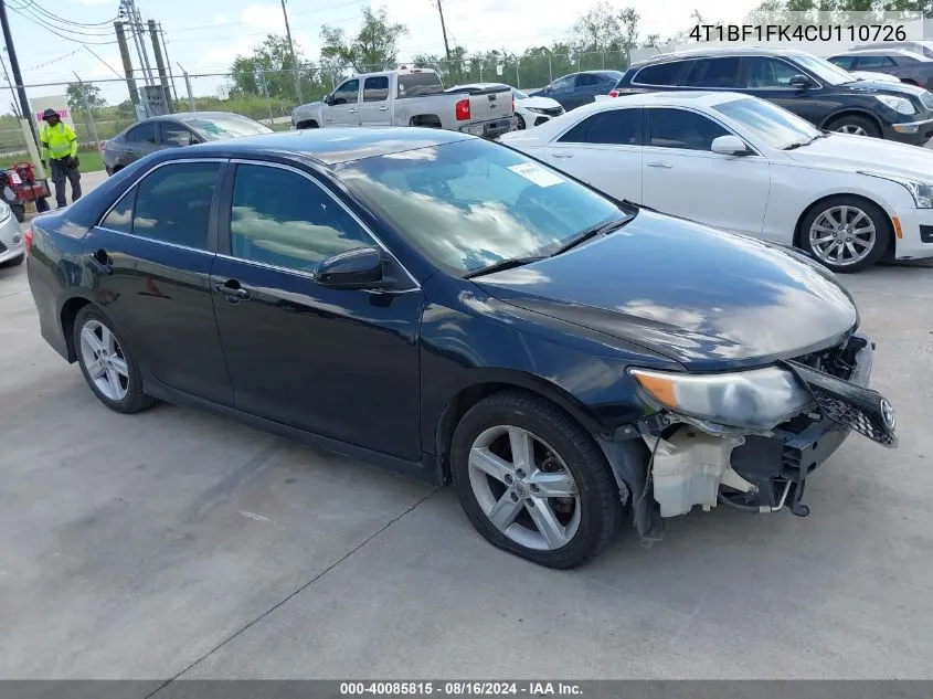 2012 Toyota Camry Se VIN: 4T1BF1FK4CU110726 Lot: 40085815