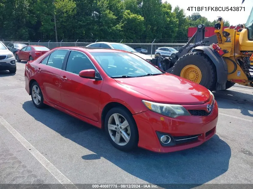 2012 Toyota Camry Se VIN: 4T1BF1FK8CU543871 Lot: 40087775