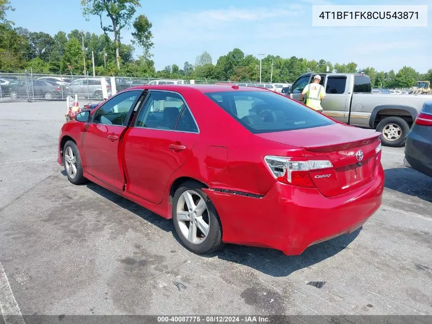 2012 Toyota Camry Se VIN: 4T1BF1FK8CU543871 Lot: 40087775