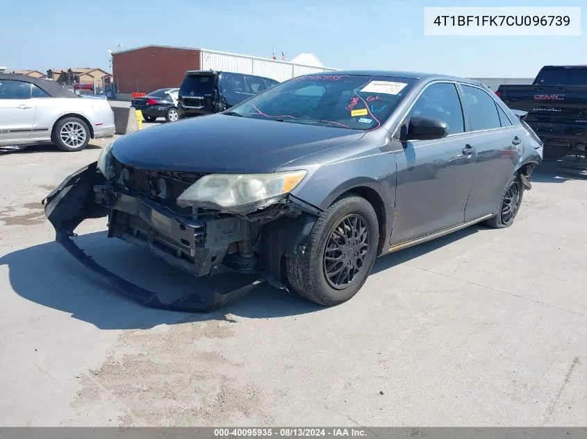 2012 Toyota Camry Le VIN: 4T1BF1FK7CU096739 Lot: 40095935