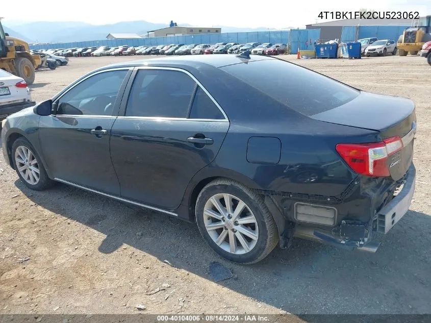 2012 Toyota Camry Xle V6 VIN: 4T1BK1FK2CU523062 Lot: 40104006