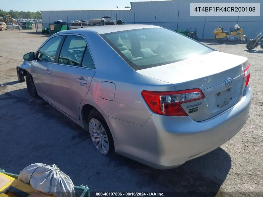 2012 Toyota Camry Le VIN: 4T4BF1FK4CR200108 Lot: 40107806