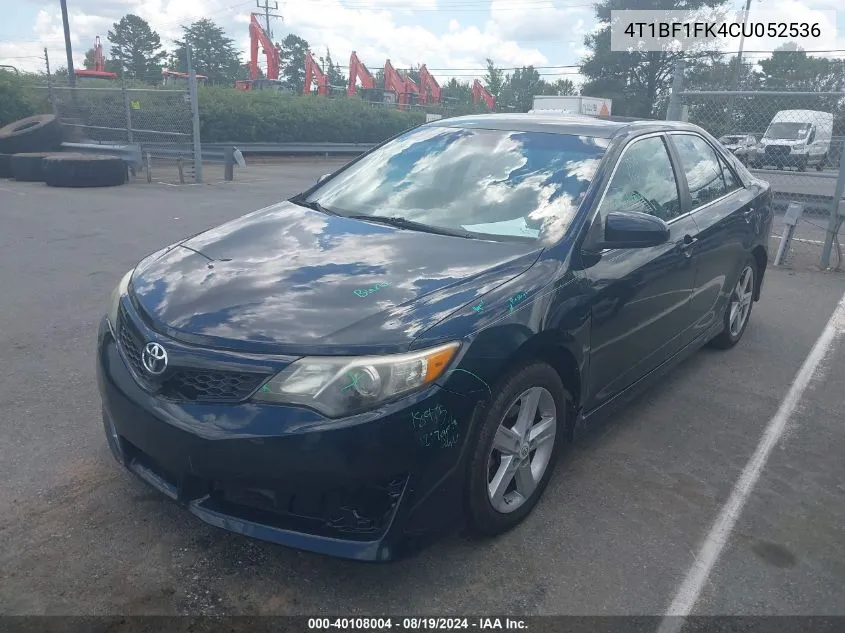 2012 Toyota Camry Se VIN: 4T1BF1FK4CU052536 Lot: 40108004