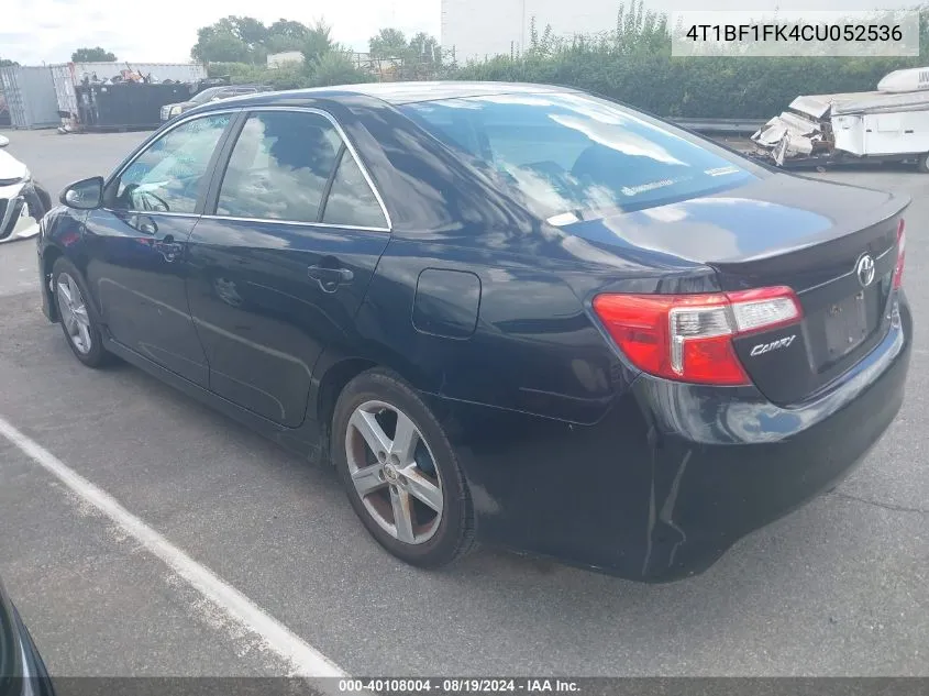 2012 Toyota Camry Se VIN: 4T1BF1FK4CU052536 Lot: 40108004