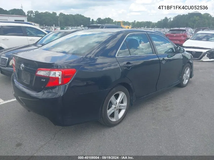 2012 Toyota Camry Se VIN: 4T1BF1FK4CU052536 Lot: 40108004