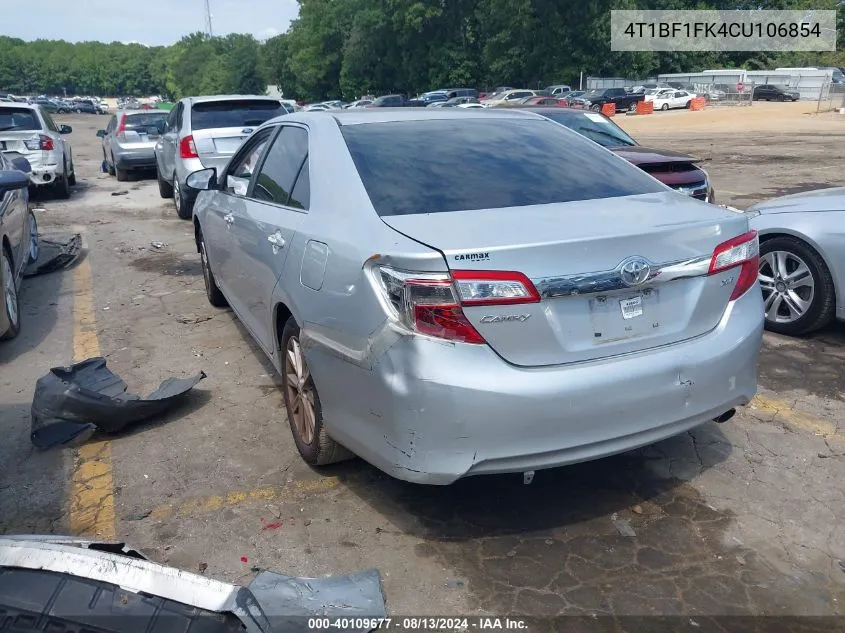 2012 Toyota Camry Xle VIN: 4T1BF1FK4CU106854 Lot: 40109677