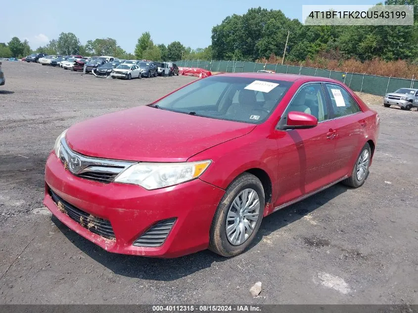 2012 Toyota Camry Le VIN: 4T1BF1FK2CU543199 Lot: 40112315