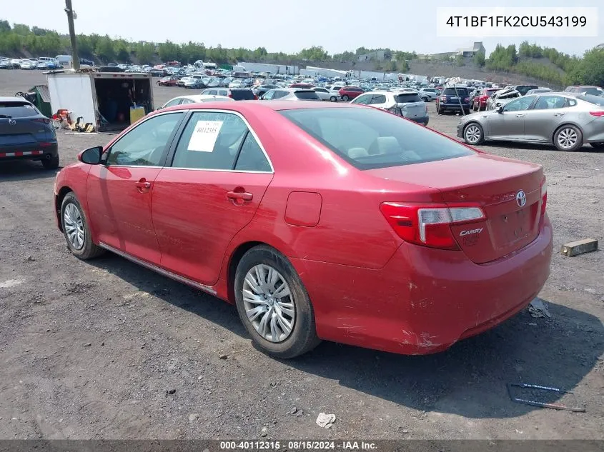 2012 Toyota Camry Le VIN: 4T1BF1FK2CU543199 Lot: 40112315