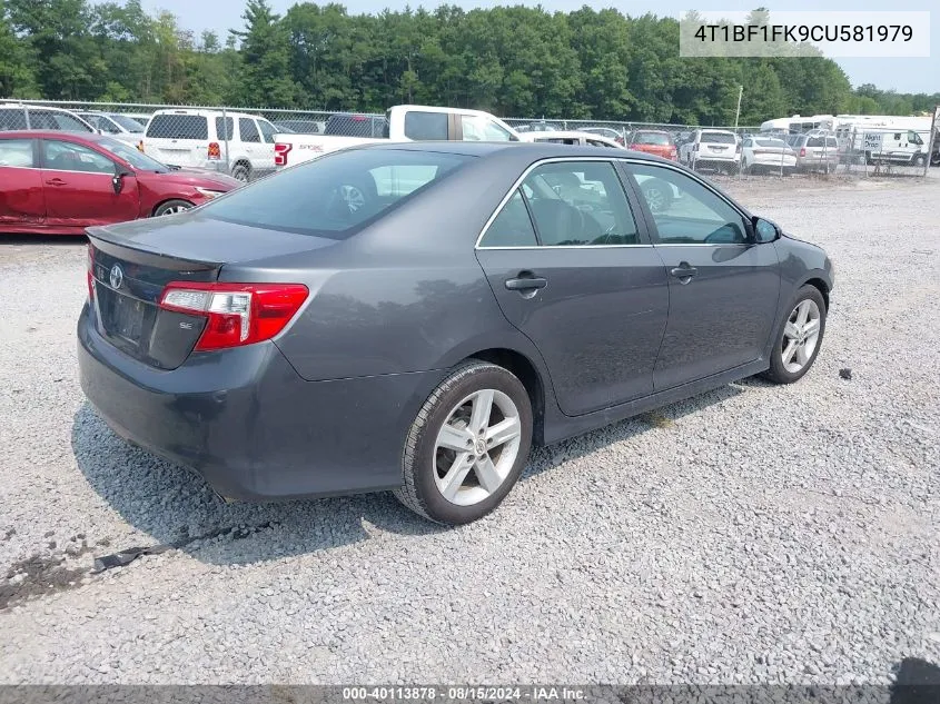 2012 Toyota Camry Se VIN: 4T1BF1FK9CU581979 Lot: 40113878