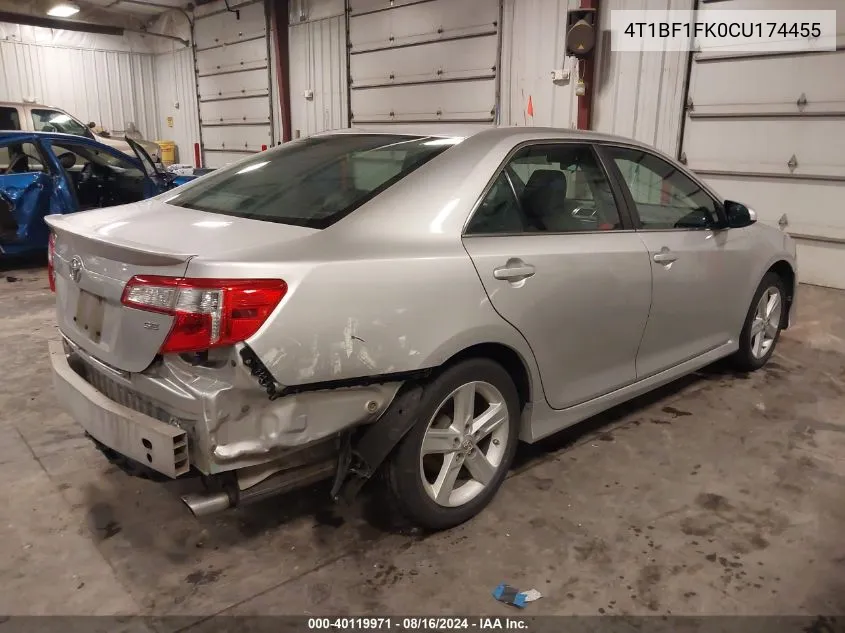 2012 Toyota Camry Se VIN: 4T1BF1FK0CU174455 Lot: 40119971