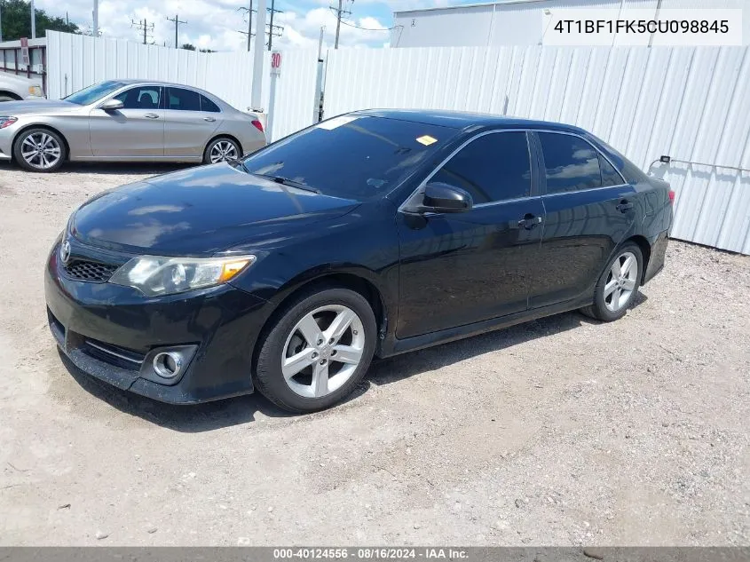 2012 Toyota Camry Se VIN: 4T1BF1FK5CU098845 Lot: 40124556