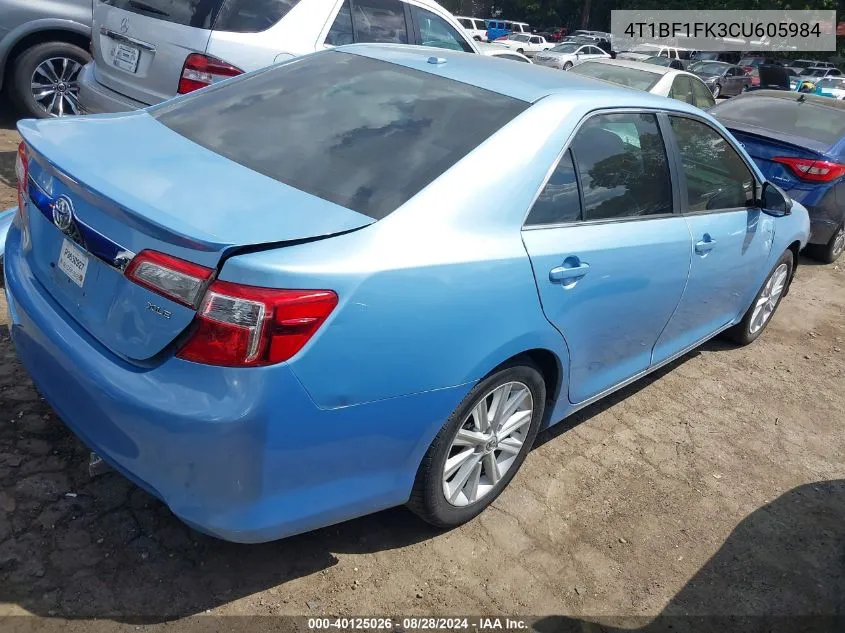 2012 Toyota Camry Xle VIN: 4T1BF1FK3CU605984 Lot: 40125026