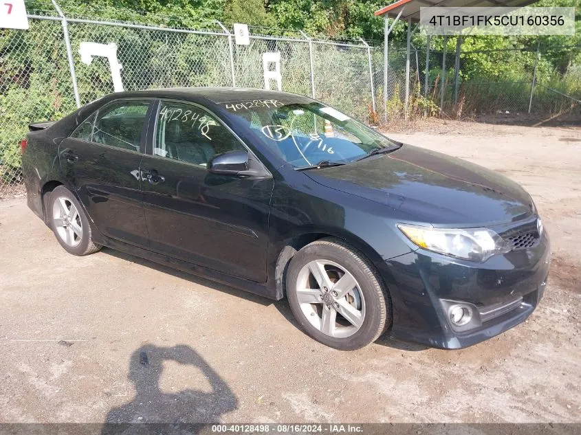 2012 Toyota Camry Se VIN: 4T1BF1FK5CU160356 Lot: 40128498