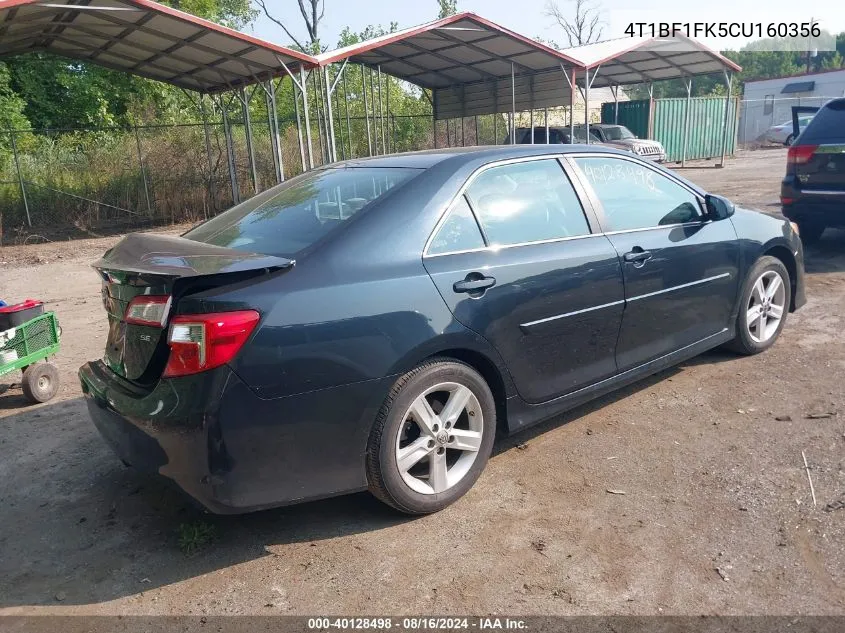 2012 Toyota Camry Se VIN: 4T1BF1FK5CU160356 Lot: 40128498