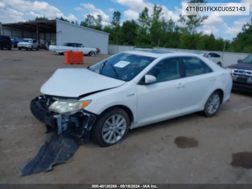 2012 Toyota Camry Hybrid Xle VIN: 4T1BD1FKXCU052143 Lot: 40130268