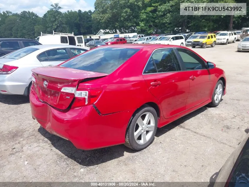 2012 Toyota Camry Se VIN: 4T1BF1FK9CU543992 Lot: 40131906