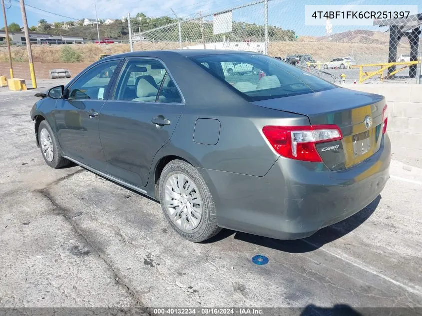 4T4BF1FK6CR251397 2012 Toyota Camry Le