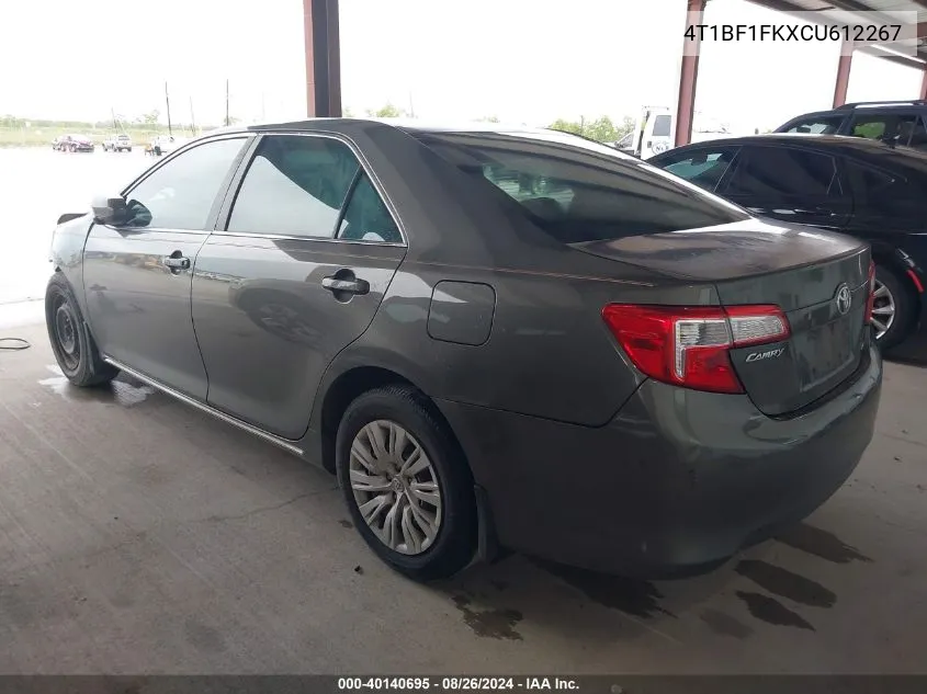 2012 Toyota Camry Le VIN: 4T1BF1FKXCU612267 Lot: 40140695