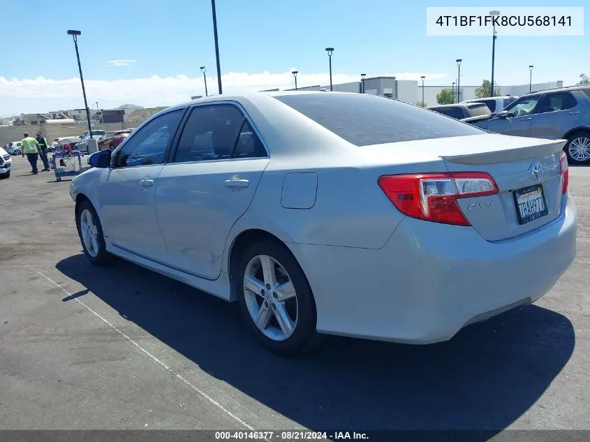 2012 Toyota Camry Se VIN: 4T1BF1FK8CU568141 Lot: 40146377