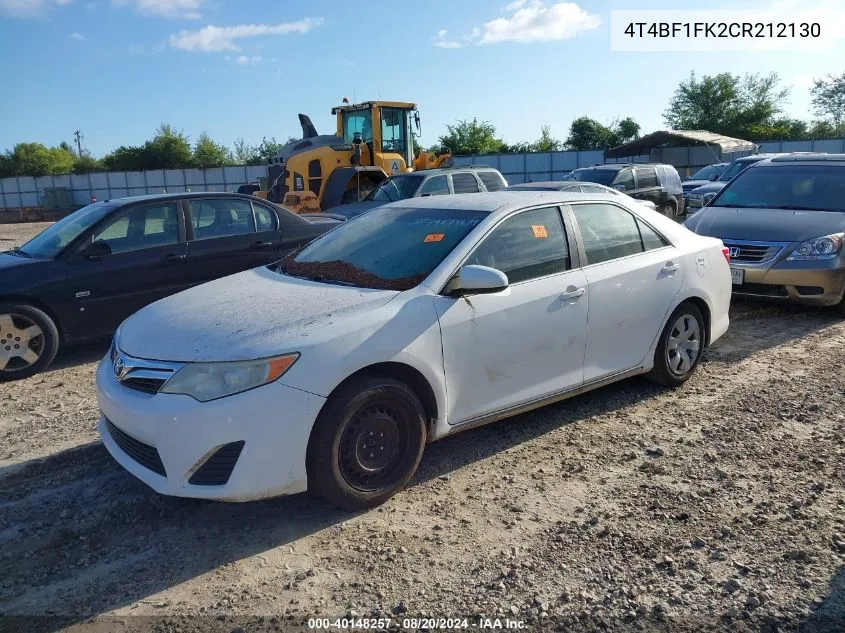 4T4BF1FK2CR212130 2012 Toyota Camry Le