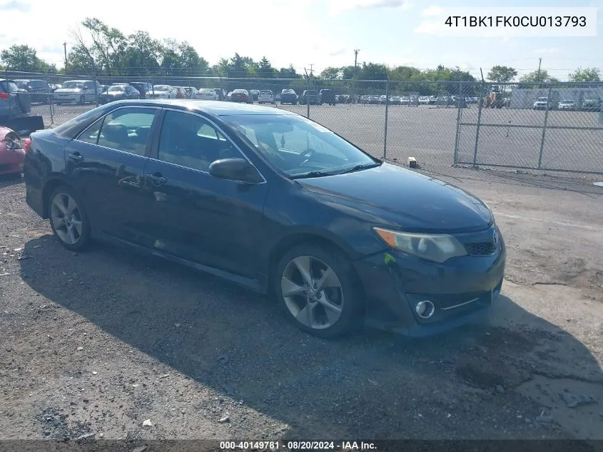 2012 Toyota Camry Se/Xle VIN: 4T1BK1FK0CU013793 Lot: 40149781