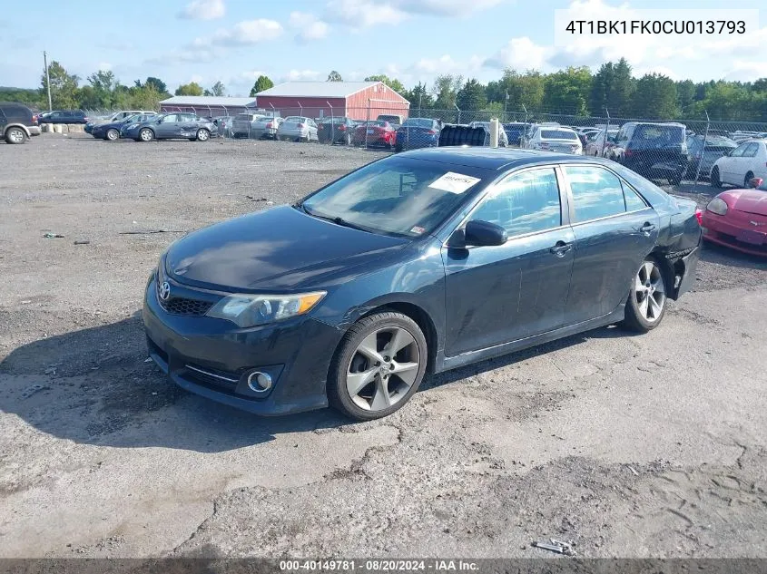 2012 Toyota Camry Se/Xle VIN: 4T1BK1FK0CU013793 Lot: 40149781