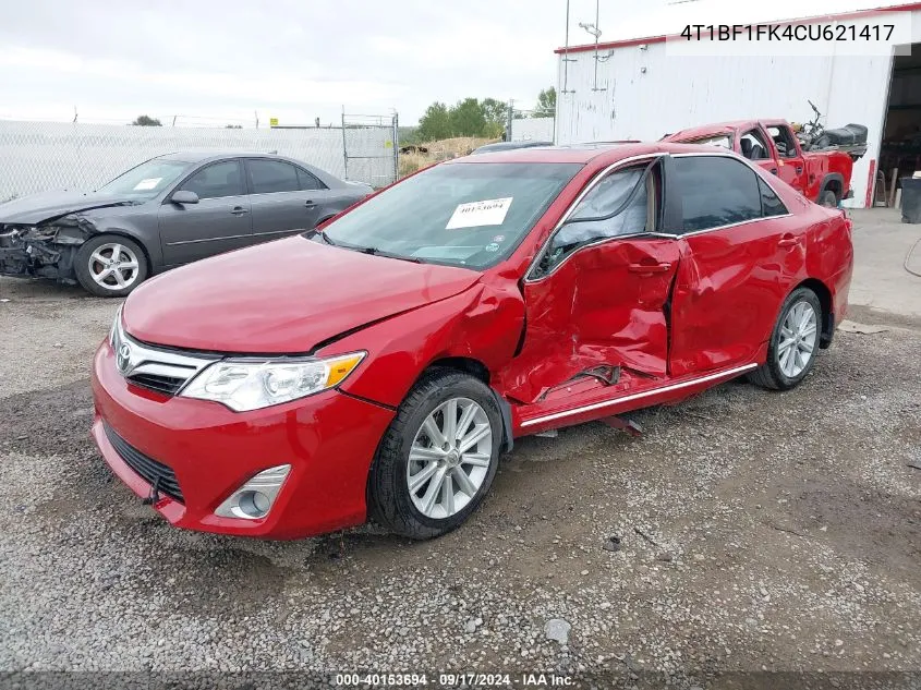 2012 Toyota Camry Xle VIN: 4T1BF1FK4CU621417 Lot: 40153694