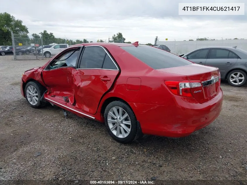 2012 Toyota Camry Xle VIN: 4T1BF1FK4CU621417 Lot: 40153694