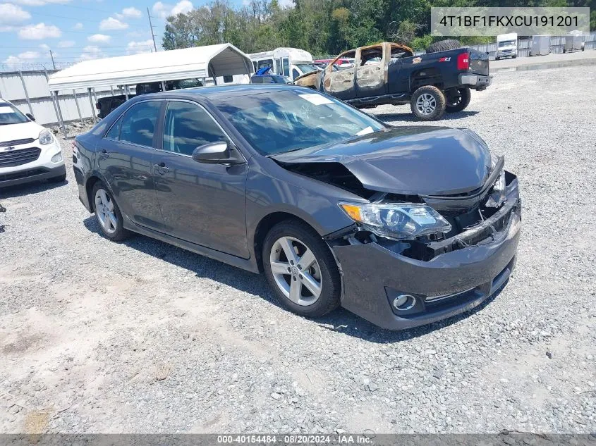 2012 Toyota Camry Se VIN: 4T1BF1FKXCU191201 Lot: 40154484