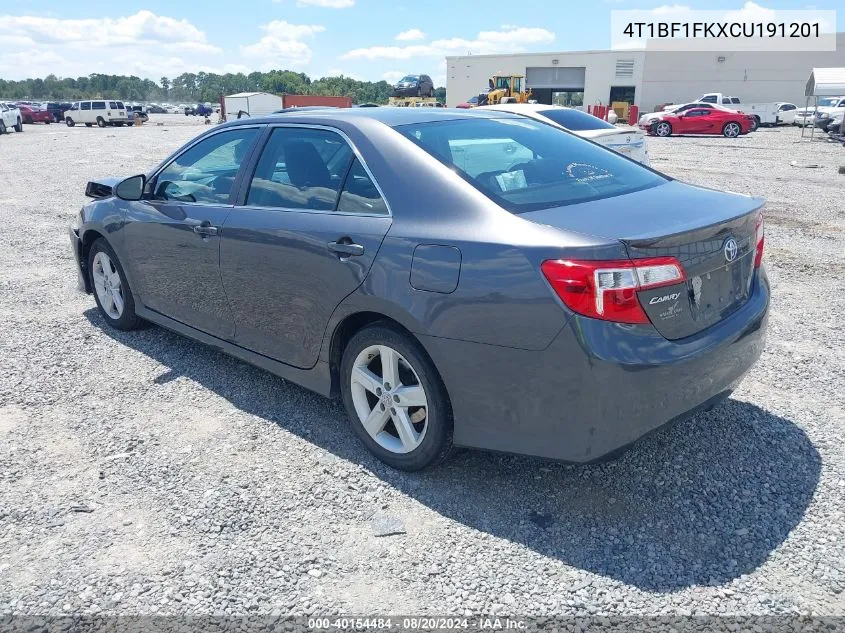 2012 Toyota Camry Se VIN: 4T1BF1FKXCU191201 Lot: 40154484