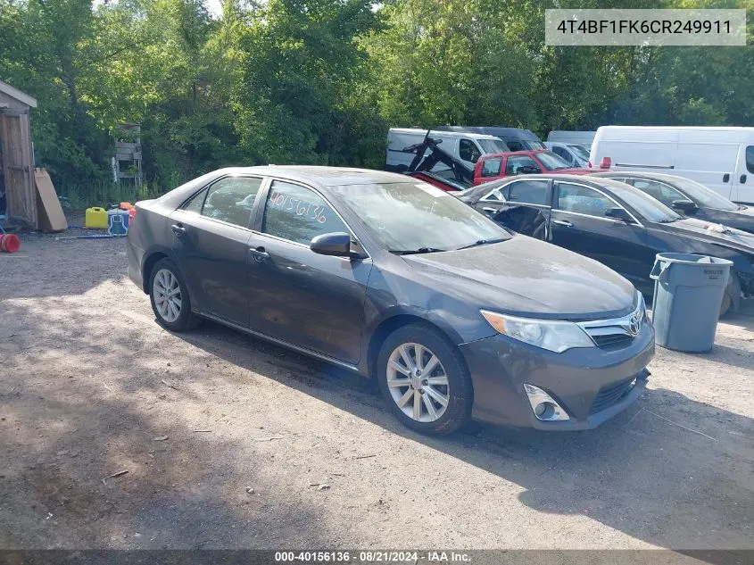 2012 Toyota Camry Se/Le/Xle VIN: 4T4BF1FK6CR249911 Lot: 40156136