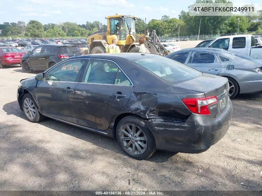 2012 Toyota Camry Se/Le/Xle VIN: 4T4BF1FK6CR249911 Lot: 40156136