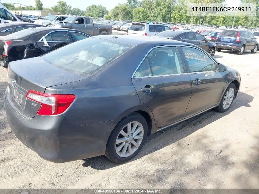 2012 Toyota Camry Se/Le/Xle VIN: 4T4BF1FK6CR249911 Lot: 40156136