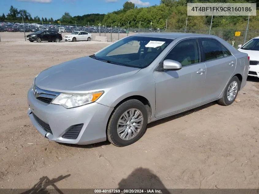 2012 Toyota Camry Le VIN: 4T4BF1FK9CR160186 Lot: 40157269