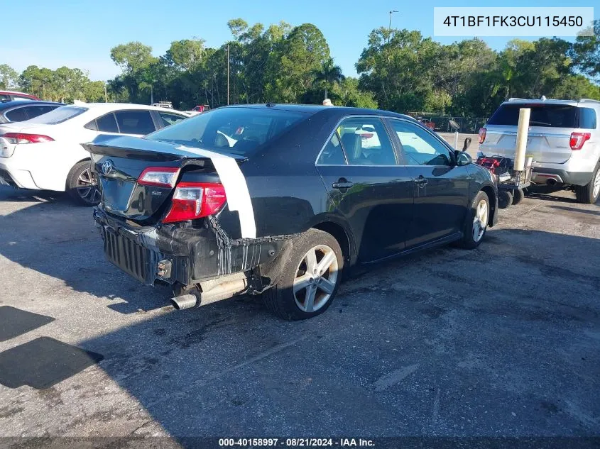 2012 Toyota Camry Se/Le/Xle VIN: 4T1BF1FK3CU115450 Lot: 40158997