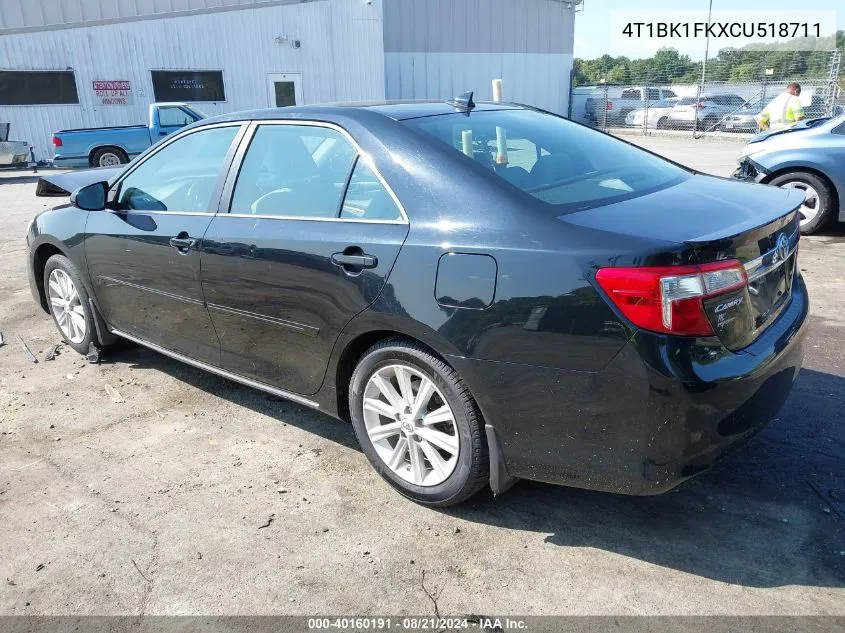 2012 Toyota Camry Se/Xle VIN: 4T1BK1FKXCU518711 Lot: 40160191