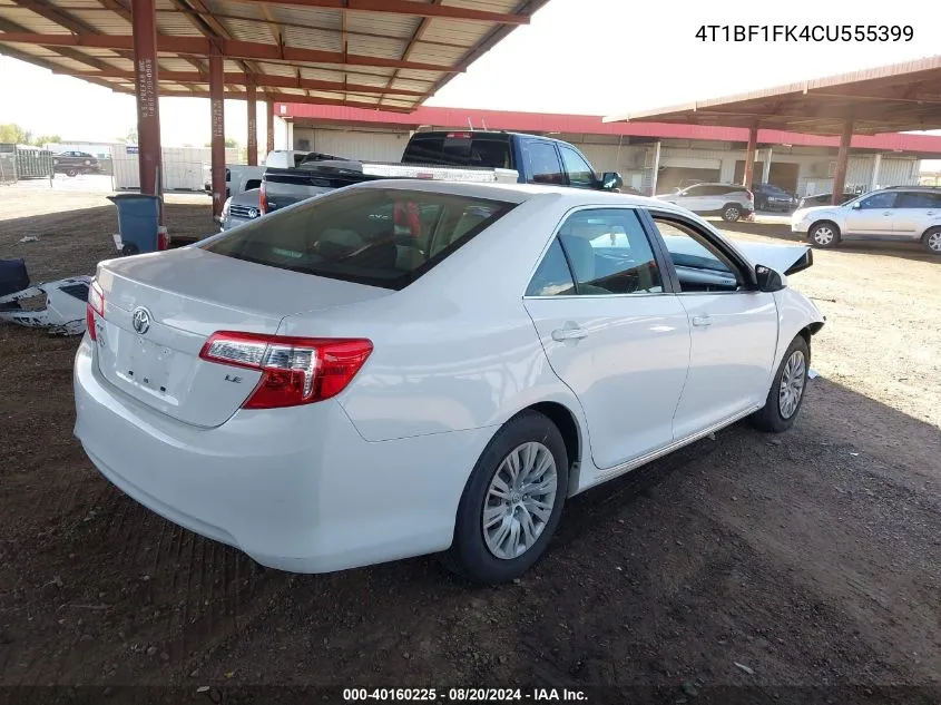 2012 Toyota Camry Le VIN: 4T1BF1FK4CU555399 Lot: 40160225