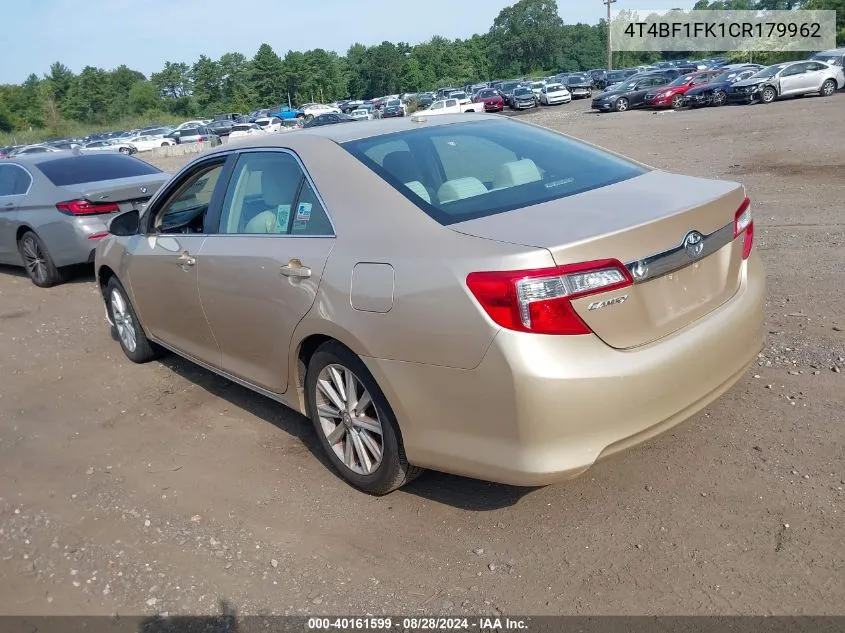 2012 Toyota Camry Xle VIN: 4T4BF1FK1CR179962 Lot: 40161599