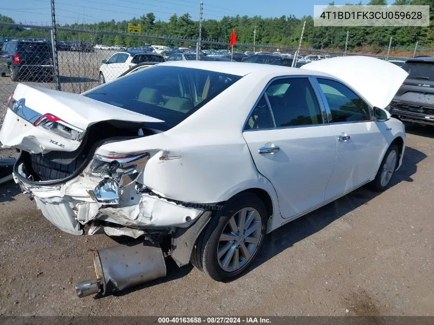 2012 Toyota Camry Hybrid Xle VIN: 4T1BD1FK3CU059628 Lot: 40163658