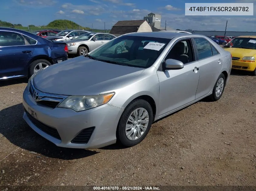 2012 Toyota Camry Le VIN: 4T4BF1FK5CR248782 Lot: 40167070