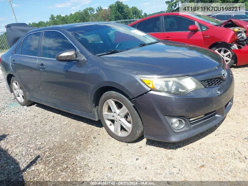 2012 Toyota Camry Se VIN: 4T1BF1FK7CU198221 Lot: 40167742