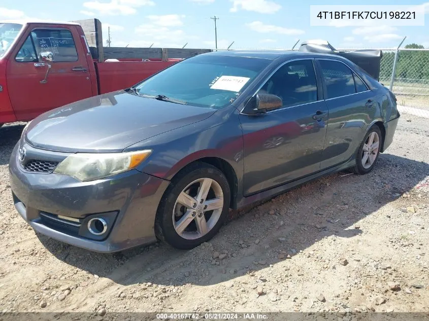 2012 Toyota Camry Se VIN: 4T1BF1FK7CU198221 Lot: 40167742