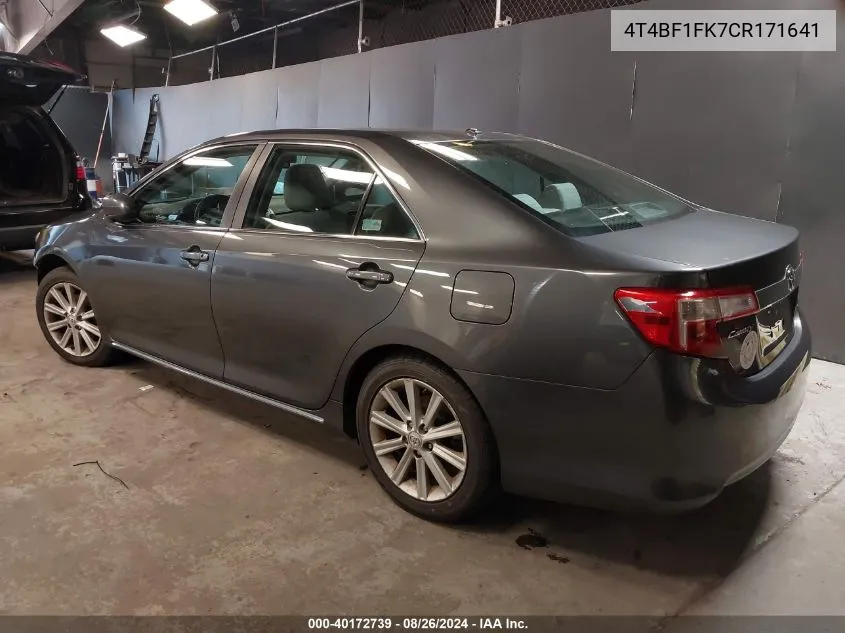 2012 Toyota Camry Xle VIN: 4T4BF1FK7CR171641 Lot: 40172739